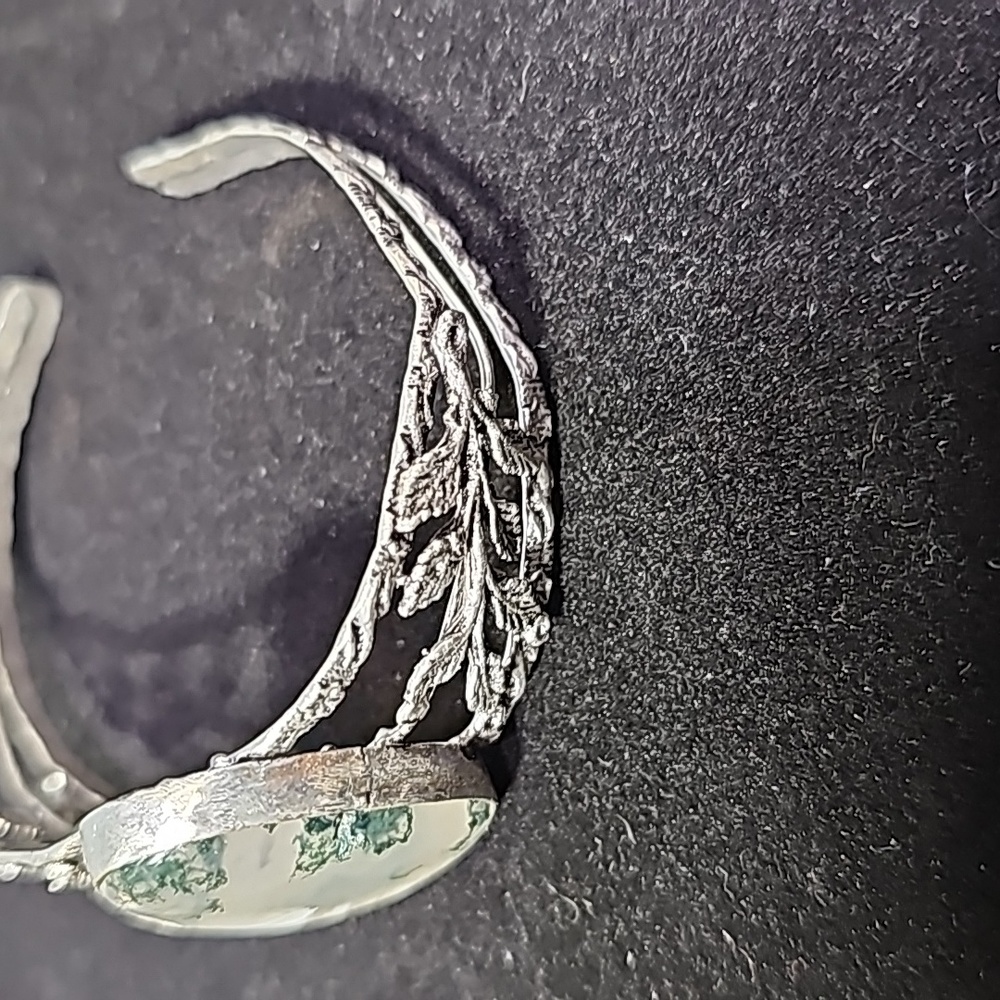 Artisan Crafted Moss Agate Adjustable Tibetan Sil… - image 3